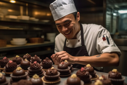 A pastry chef who make chocolate cupcake