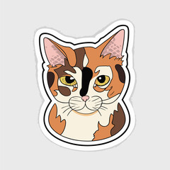 cute cat head cartoon vector on white background

