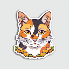 Obraz premium cute cat head cartoon vector on white background 