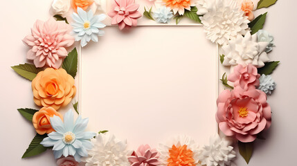 Empty flower frame with copy space for design of greeting card or invitation