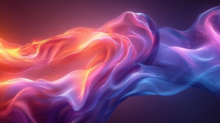Obraz premium Vibrant see-through fluid flow. Purple fluorescent hue surge. Indigo luminous sleek strokes backdrop. Illuminated track of light and glowing bend twist.
