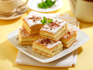 Sponge cake with cream.