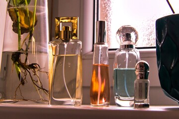 A few flacon bottles with perfumes