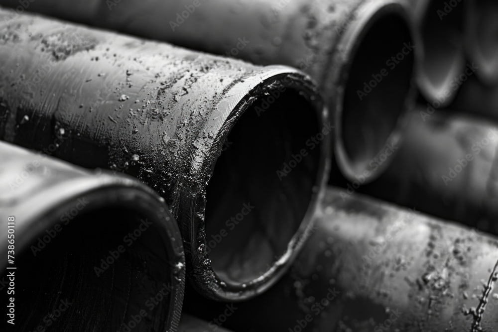 Poster a close-up view of a bunch of pipes. suitable for industrial or plumbing-related projects