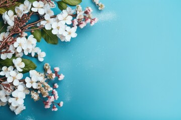 A bunch of white flowers on a vibrant blue background. Perfect for adding a touch of elegance to any design or project