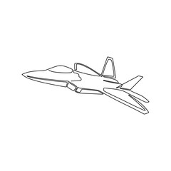 Single continous line art of fighter airplane