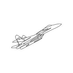 Fototapeta na wymiar Single continous line art of fighter airplane