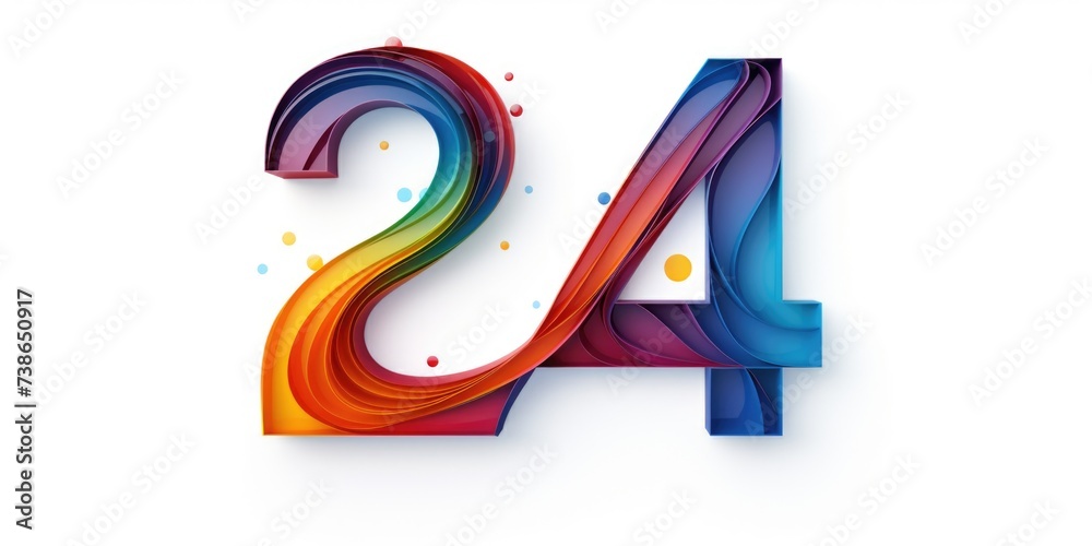 Poster A number four made out of colored paper. This versatile image can be used for various creative projects