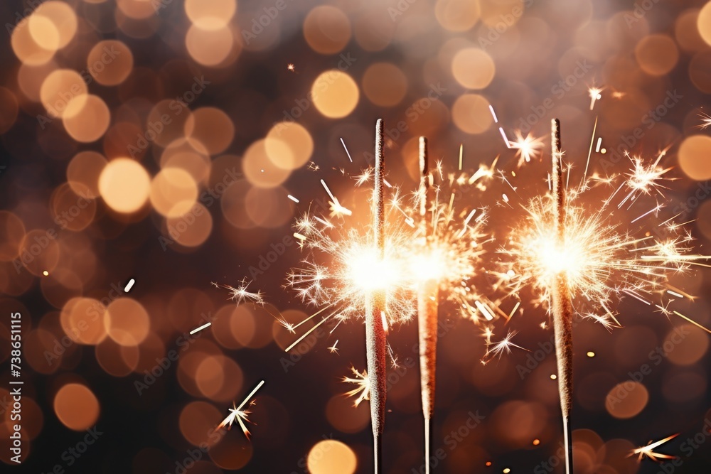 Poster a couple of sparklers sitting on top of a table. perfect for adding a festive touch to any celebrati