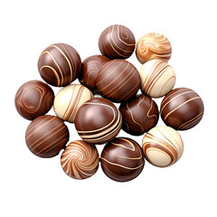 Fototapeta premium Chocolate with Pralines Texture on white or transparent background