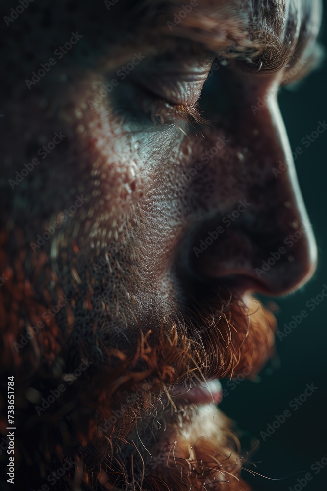Poster Close up of a man with a beard, suitable for various projects