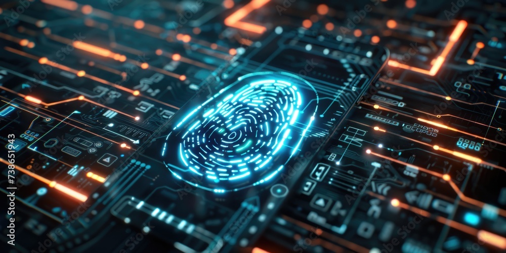 Aufkleber Close-up of a fingerprint on a circuit board. Suitable for technology and security concepts