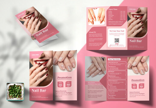 Nail Bar Beauty Salon Trifold Brochure