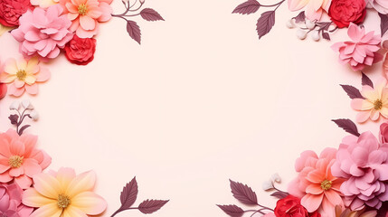 Obraz premium Flower frame with decorative flowers, decorative flower background pattern, floral border background