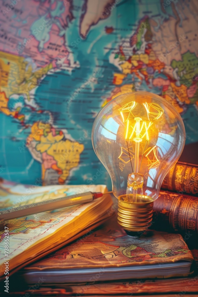 Aufkleber a light bulb resting on a stack of books. ideal for educational concepts