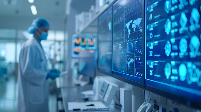 Explore healthcare analytics with this highly detailed photograph featuring medical data visualizations and statistics. It's an excellent fit for projects related to healthcare and research.