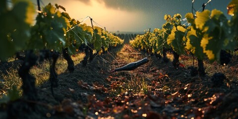 vineyard damaged by hail, Generative AI 