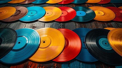 Vintage textured vinyl record Background including a cover image and voids, Generative AI. - obrazy, fototapety, plakaty