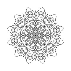 Circular pattern in form of mandala with lotus flower for Henna, Mehndi, tattoo, decoration. Decorative ornament in ethnic oriental style