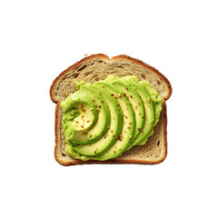 Plate of delicious  avocado toast on white or transparent background
