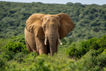 African elephants in the national park