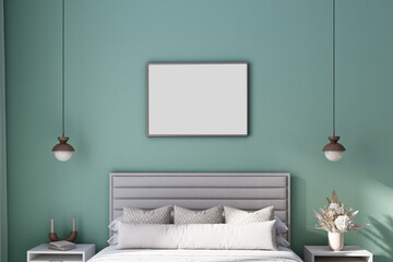 Bedroom frame mockup, 3D render