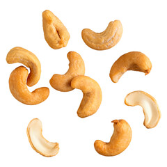 set of cashew nuts, nuts on white isolated