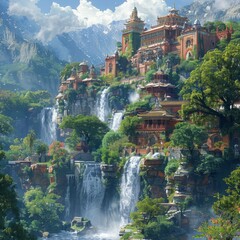 Obraz premium Mountain monastery a haven of peace and knowledge open to all seekers