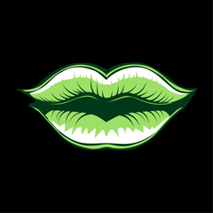 Green nature leaf lips
