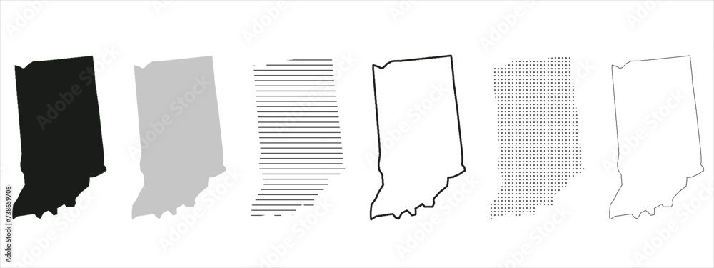 Wall mural indiana state map black. indiana map silhouette isolated on transparent background. vector illustrat