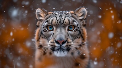 The majestic big cat, with its powerful snout and piercing whiskers, exudes an air of fierce elegance as it gazes confidently into the snowy winter landscape
