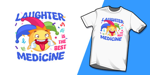 Laughter is the best medicine typography vector illustration kids apparel t-shirt