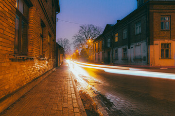 City street with lights in long exposure effect