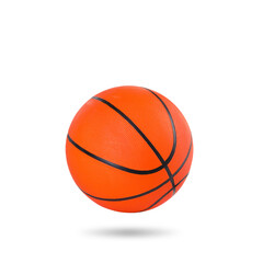 One basketball ball in air on white background