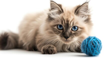 A Kitten Playing With a Ball of Yarn