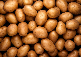 Bunch of potatoes, top view texture, vegetable background
