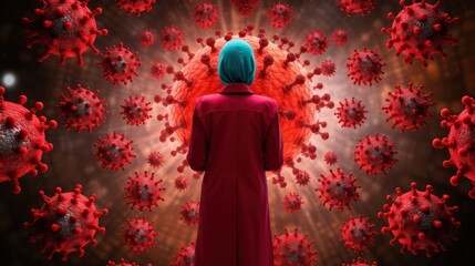 Fototapeta premium Lone woman in the midst of a global catast UHD WALLPAPER