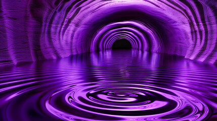 Underwater Tunnel Vision: Abstract Blue Light Reflections Creating a Futuristic and Mysterious Pathway Concept
