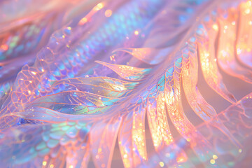 
shiny sparkling holographic mermaid tail closeup in pastel colors