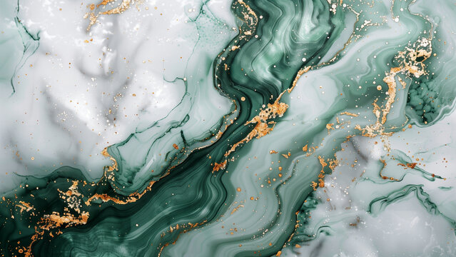 Emerald Elegance: High-Resolution Image of Green Marble with Gold Glitter Veins