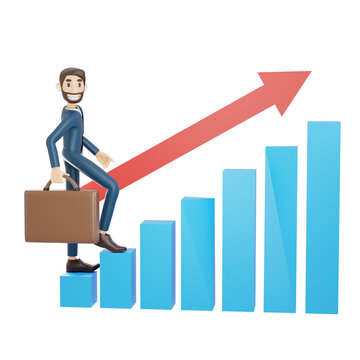 high-quality 3D illustration of a businessman character suitable for use on websites, apps, or similar purposes. The illustration features a handsome man in a dark blue suit.