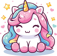 cute Unicorn cartoon vector on white background
