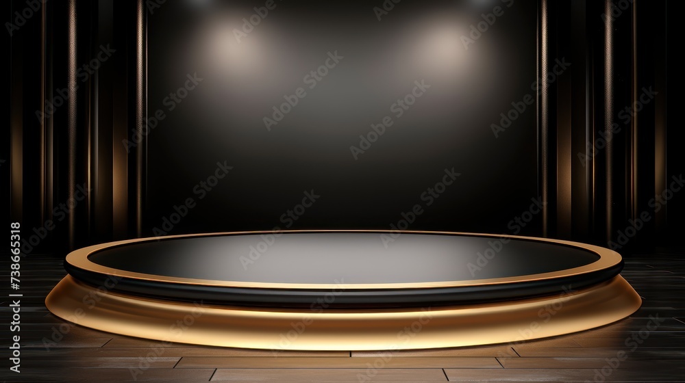 Sticker Luxury black and gold round podium UHD WALLPAPER