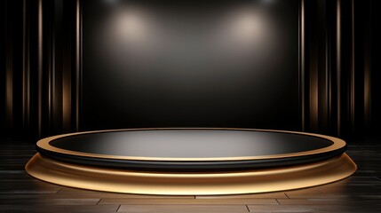 Luxury black and gold round podium UHD WALLPAPER