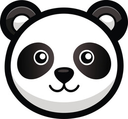 Vector illustration of panda isolated on white background, panda logo, Flat Vector Cute Cartoon Panda Character