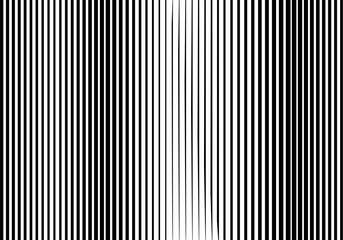 Monochrome vertical halftone gradient stripes background. Coming from thin to thick. Abstract geometric pattern with parallel lines for design and decoration.