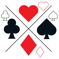 Poker playing cards suit set vector symbols illustration.