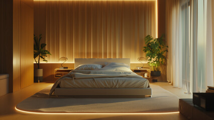 Sleek Comfort: Realistic Images of a King-Sized Bed in a Modern Bedroom