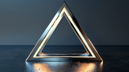 Polished triangle metal frame, 3D rendering.