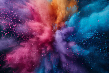 Obraz premium An explosion of powder colored holi paints
